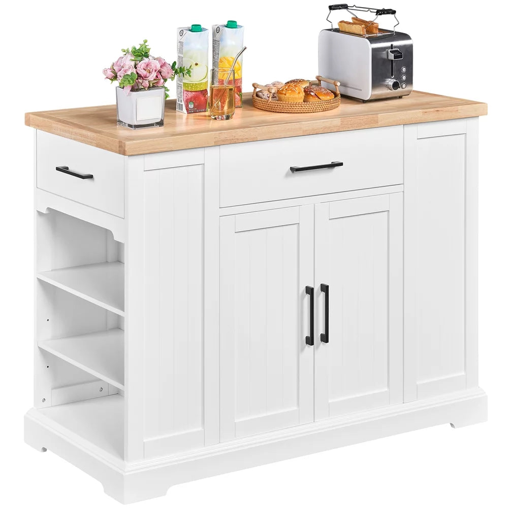 White Wooden Kitchen Island Storage Cabinet with Drawer L832