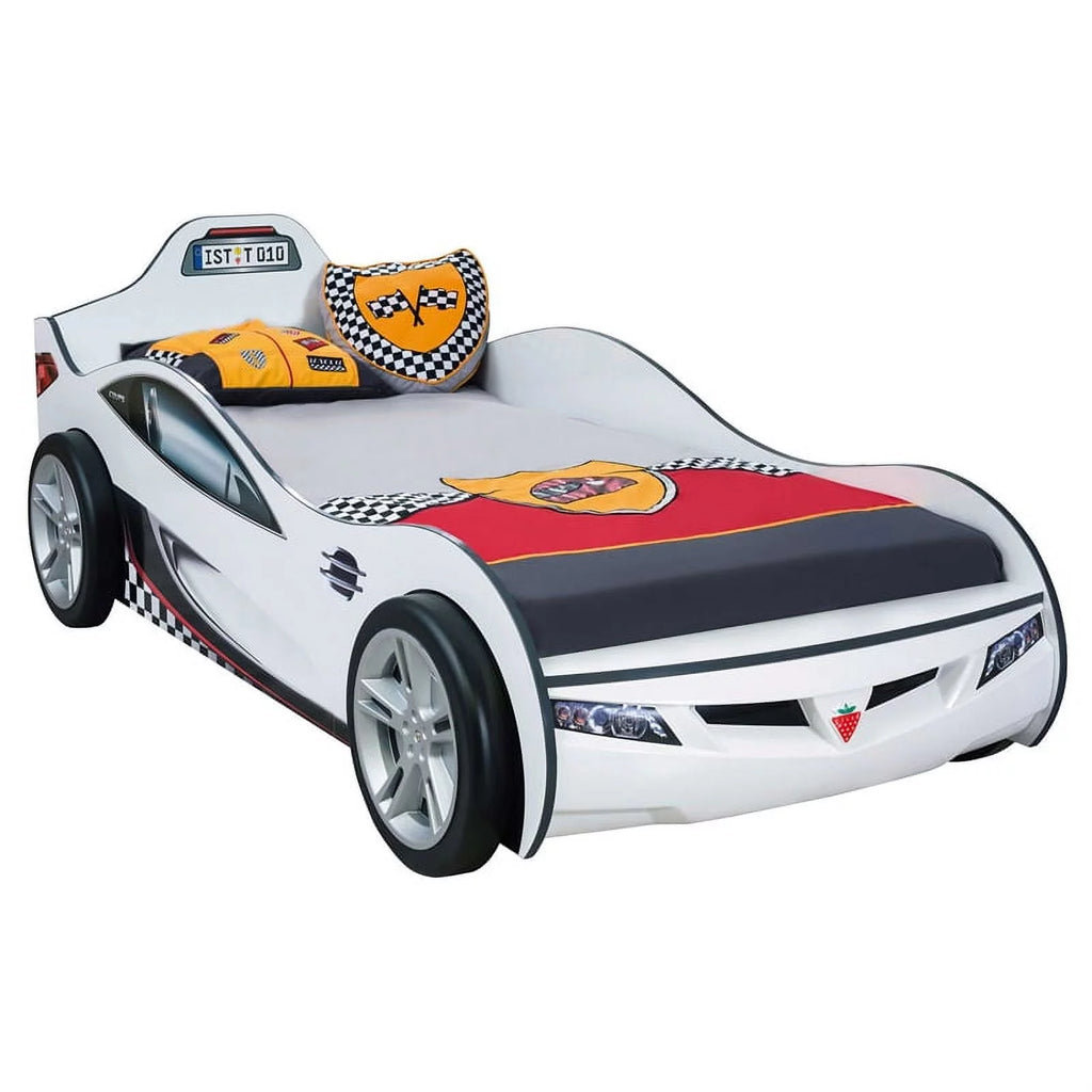 White Wood Twin Car Bed F704