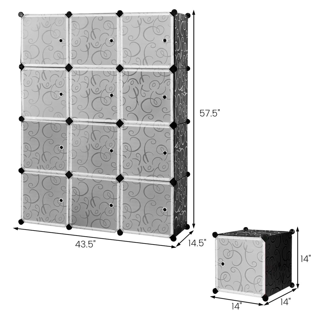 14'' x 14'' 12 Cube Storage Organizer with Doors B7931