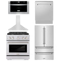 30 in. Gas Range, Range Hood, Microwave Drawer, Dishwasher, Refrigerator Y879