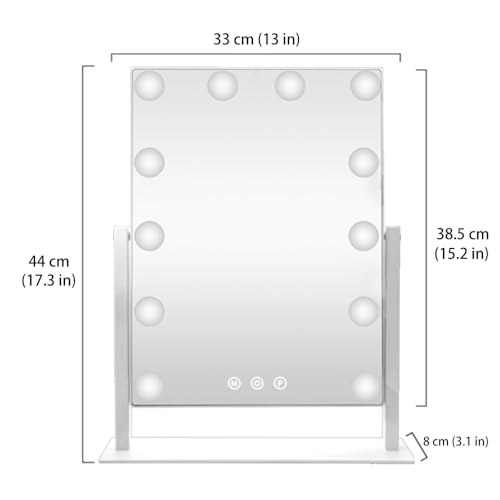 White Hollywood Vanity Mirror with 12 Dimmable Bulbs D88987