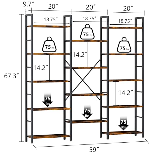 5 Tier Bookshelf with 14 Open Shelves I25080