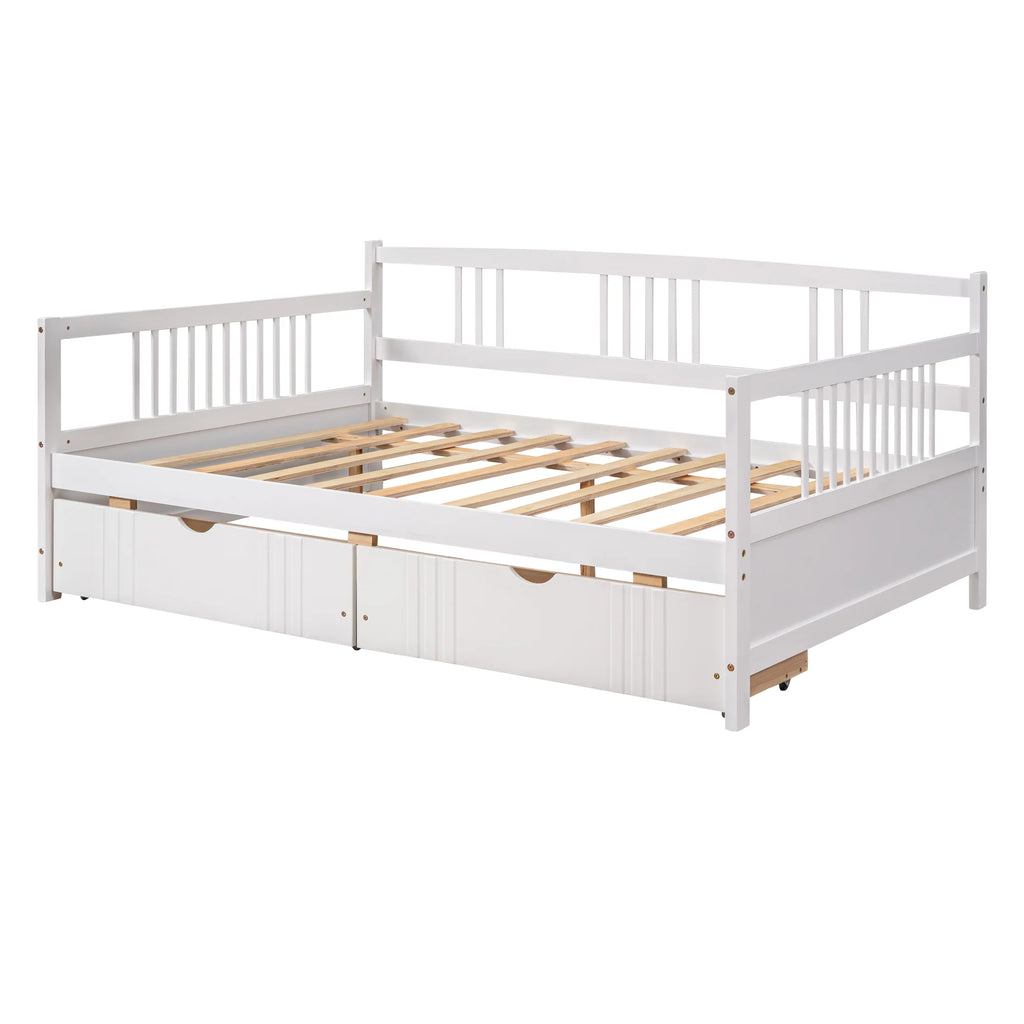 White Full Size Wood Daybed with Two Storage Drawers U481