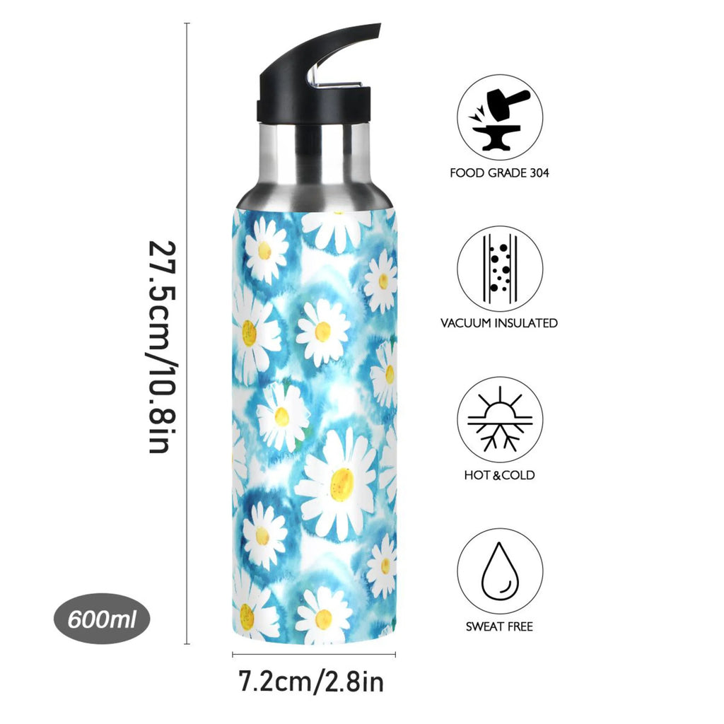 Blue Stainless Steel Insulated Water Bottle with Straw Lid Z2729
