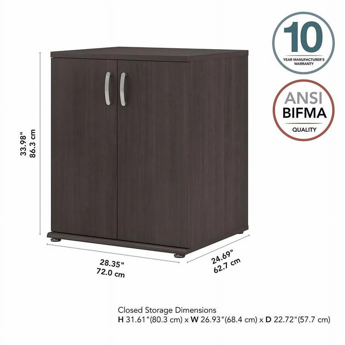 Storm Gray Engineered Wood Cabinet with Doors P3981