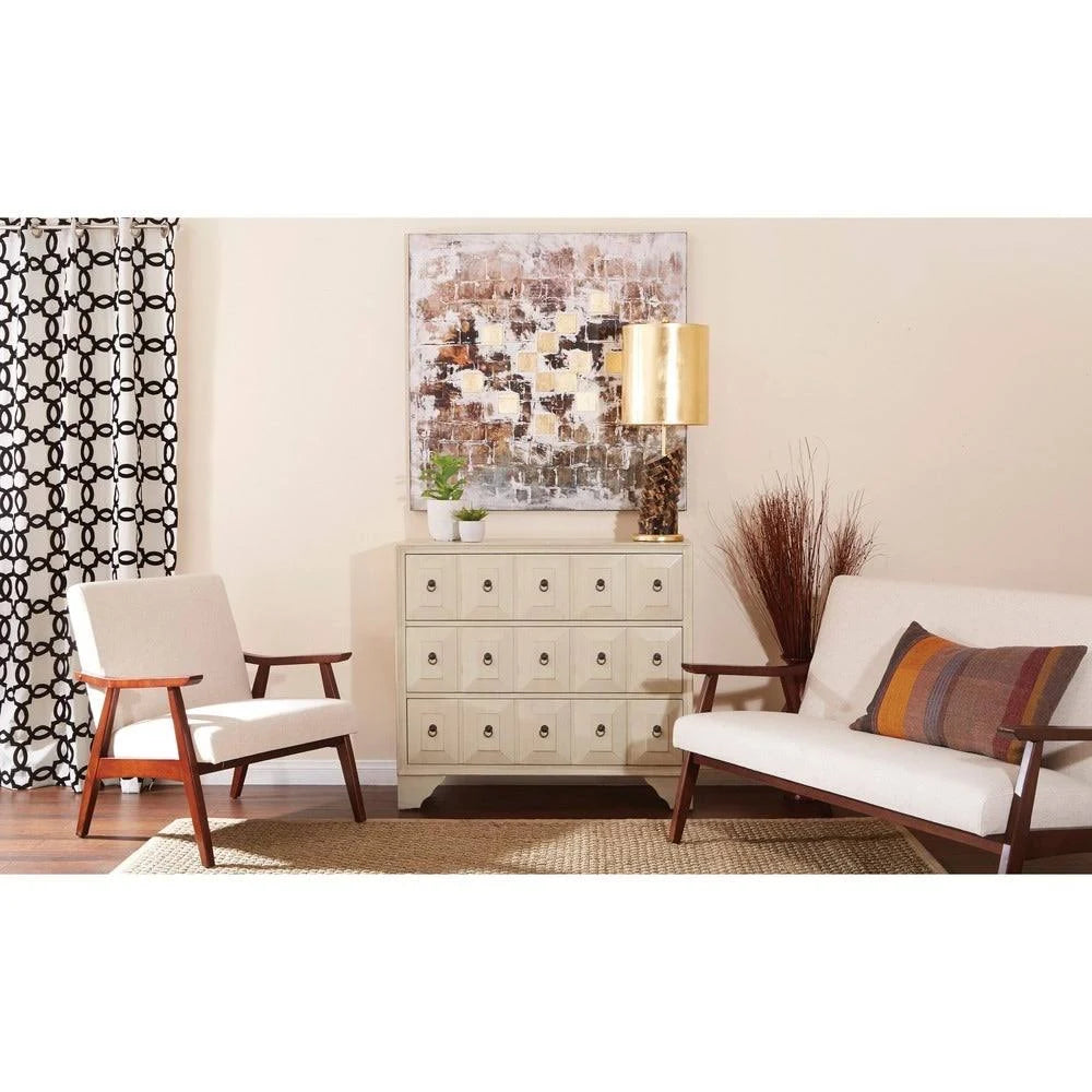 White Fabric Settee Loveseat O40989