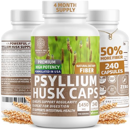 Psyllium Husk Capsules 1450 mg 240 Caps D697