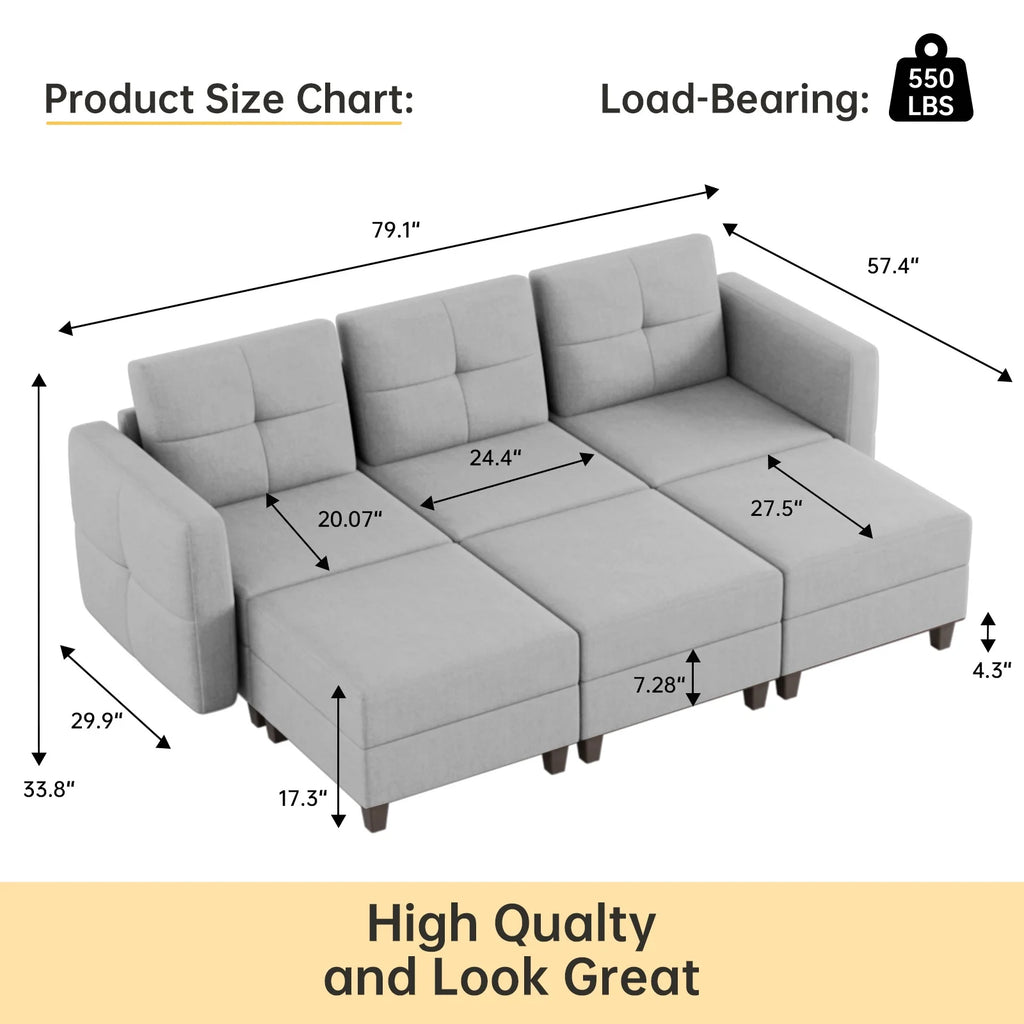 Gray Modular Sectional Sofa with Storage R534149