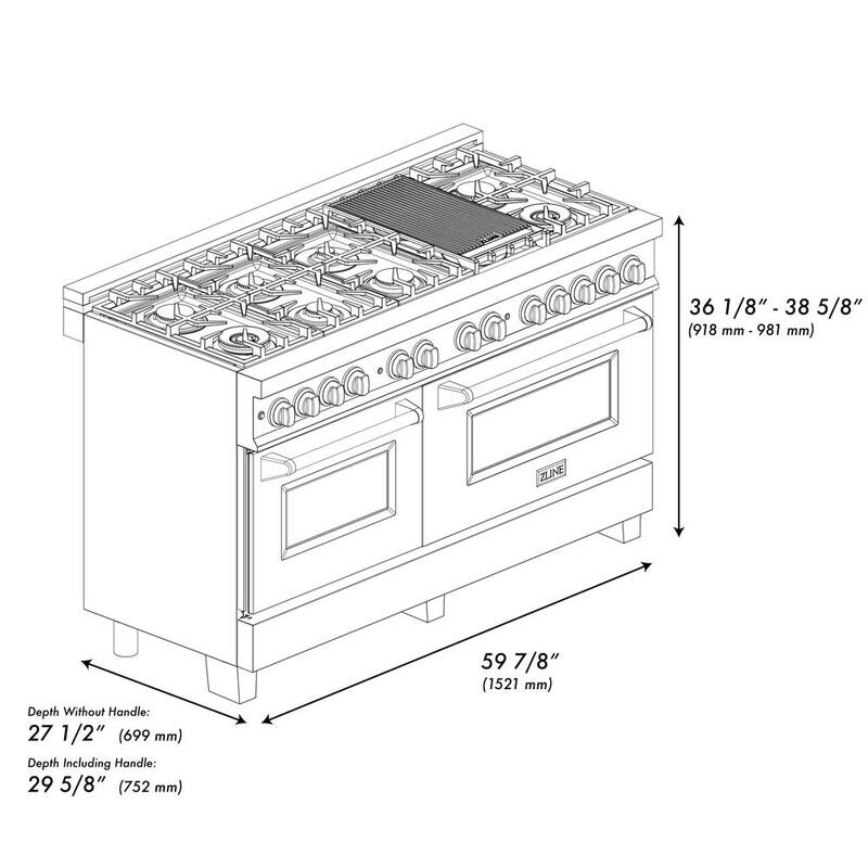 7 Burner Double Oven Dual Fuel Range with Blue Matte Door C2591