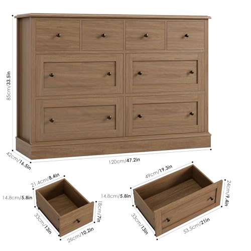 8 Drawer Walnut Wood Dresser R2332