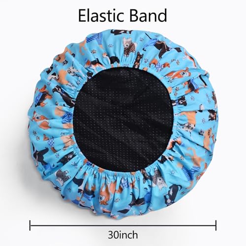 Elastic Edged Washable Round Dog Bed Cover with Christmas Pattern Q856994