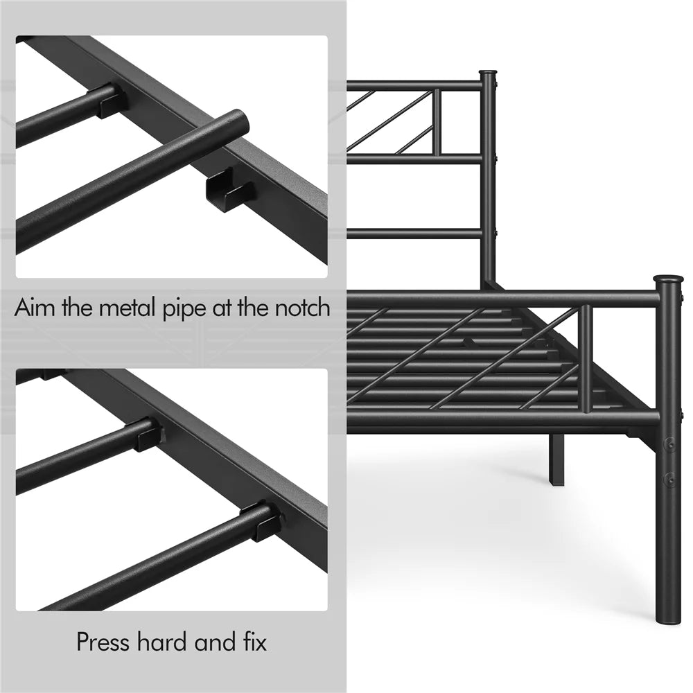 Black Full Size Metal Platform Bed Frame with Headboard and Footboard J498