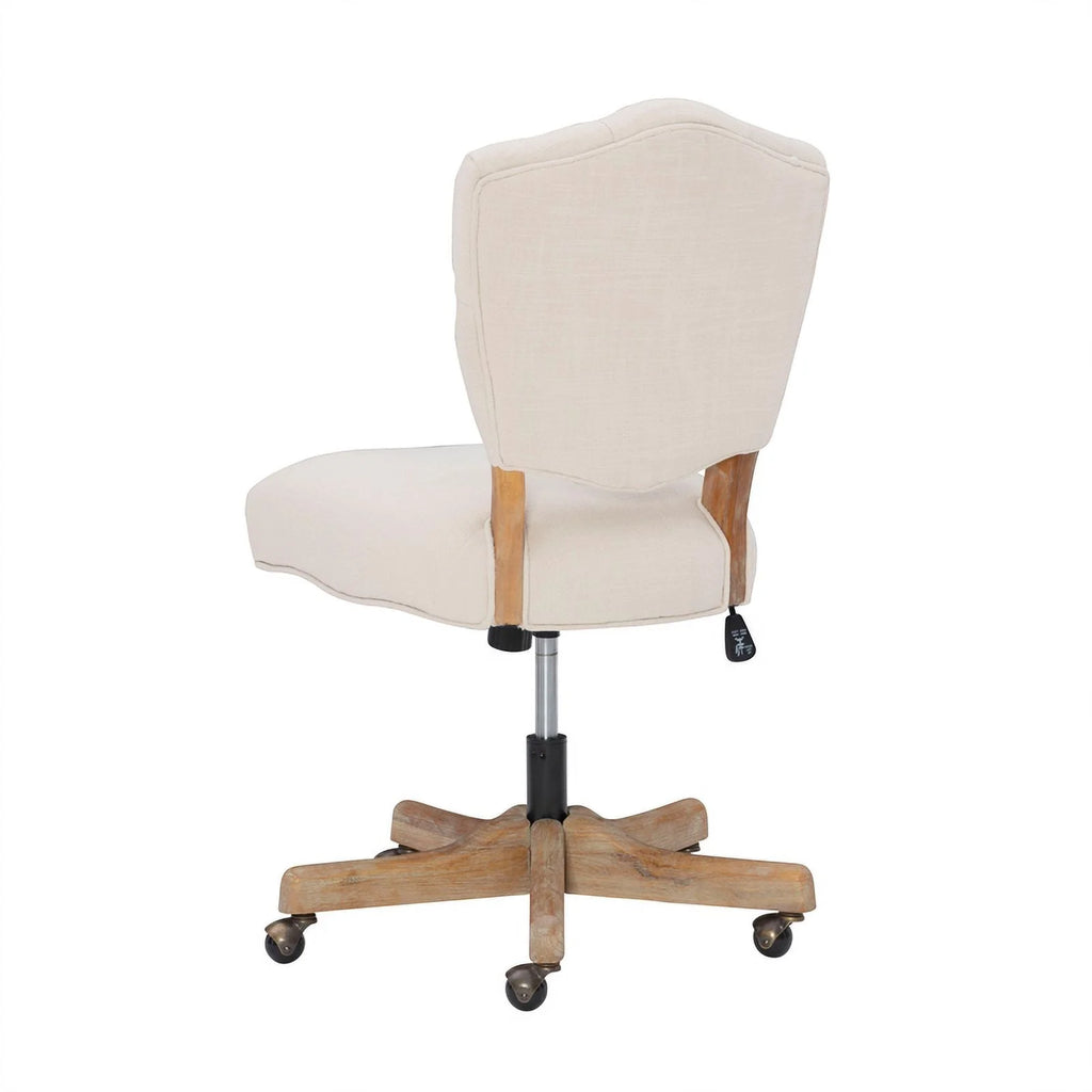 Beige Wood Upholstered Swivel Office Chair M8456